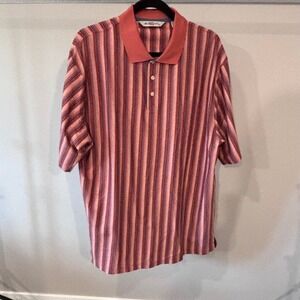 Windsor Lake Striped Polo Shirt Short Sleeve Casual XL